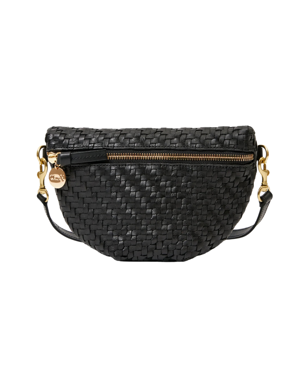 Clare V. Petite Fanny Woven Zig-Zag in Black