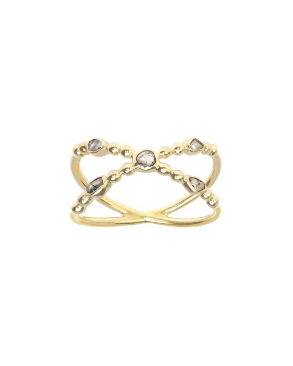 MLC Crossed Ring in Gold