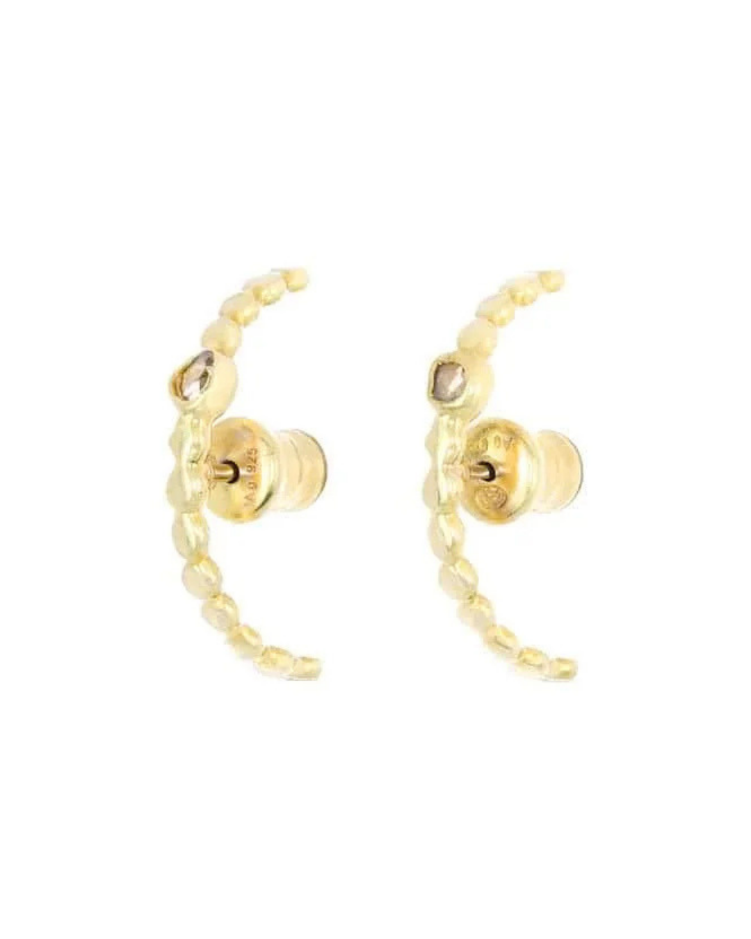 MLC Arch-Shaped Cuff Earrings in Gold with Polki Diamond