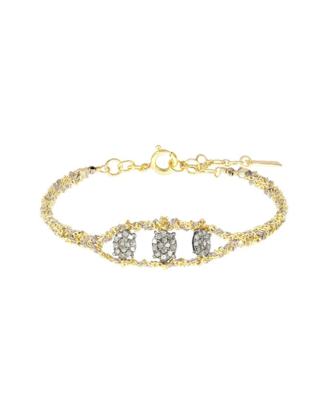 MLC Bracelet in Gold Grey with Three Diamond-Pavé Medallions