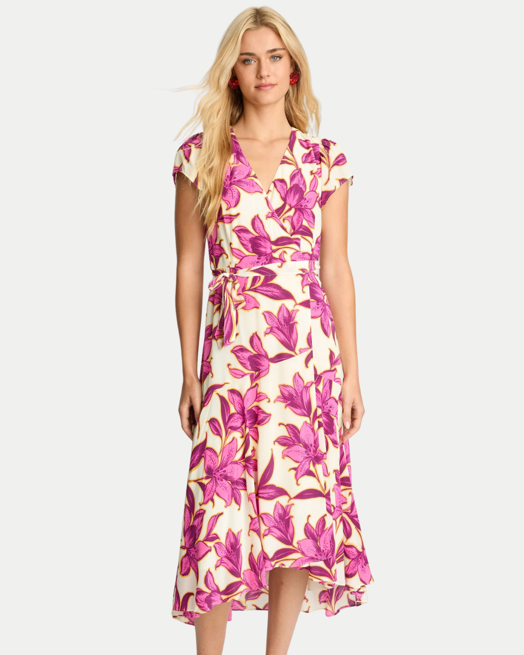 Caballero Lila Wrap Dress in Fuchsia Floret