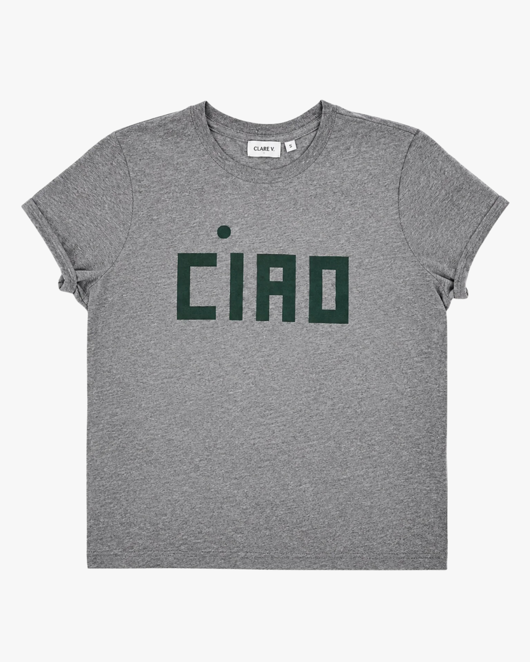 Clare V. Block Ciao Classic Tee in Grey Melange