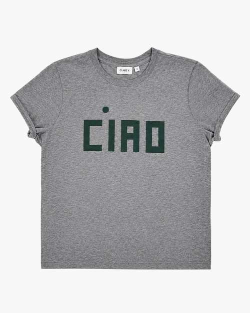 Clare V. Block Ciao Classic Tee in Grey Melange