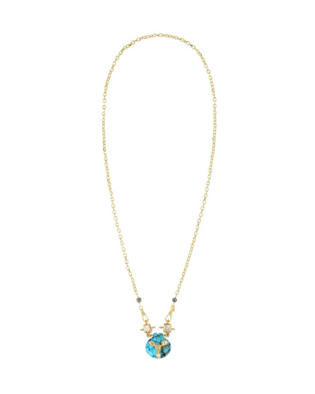 MLC Necklace in Gold with Chrysocolla Pendant