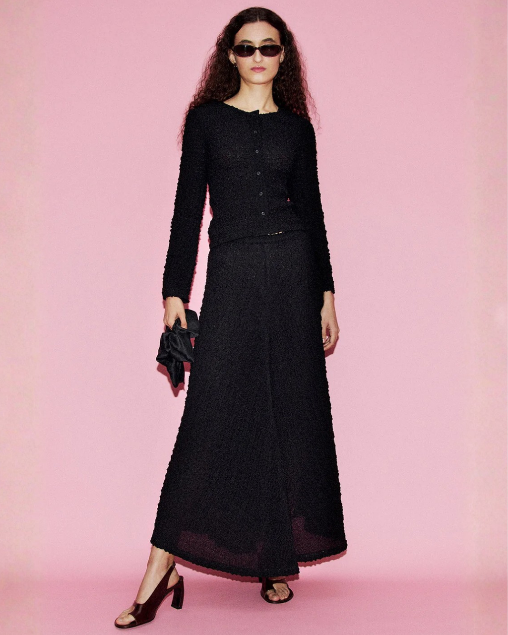 Silk Laundry Long Sleeve Elena Top in Black