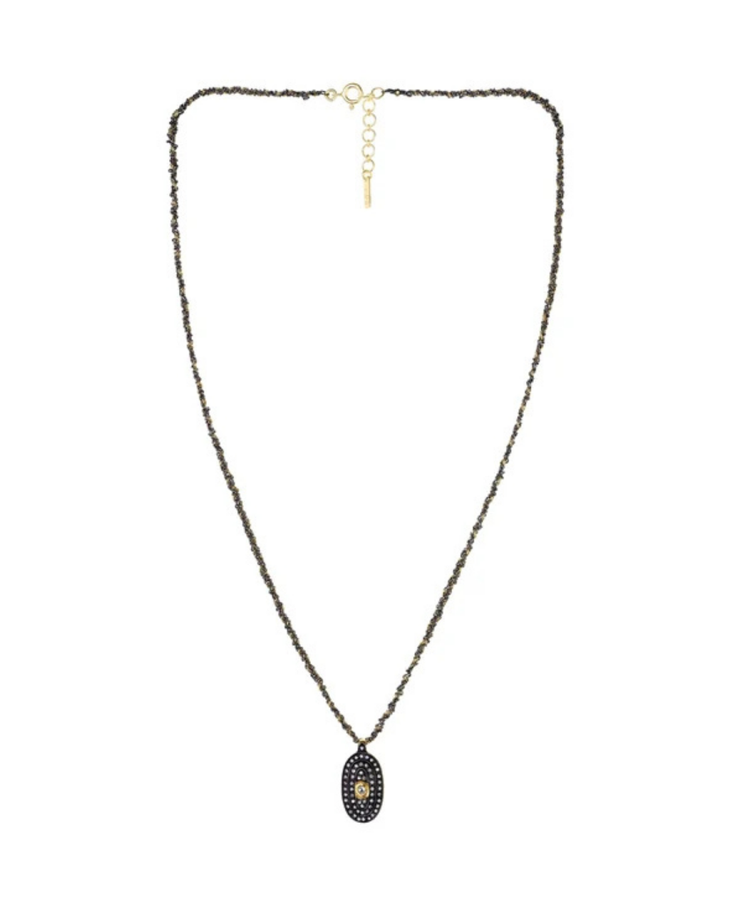 Marie Laure Chamorel Oxidized Ruthenium Medallion Necklace