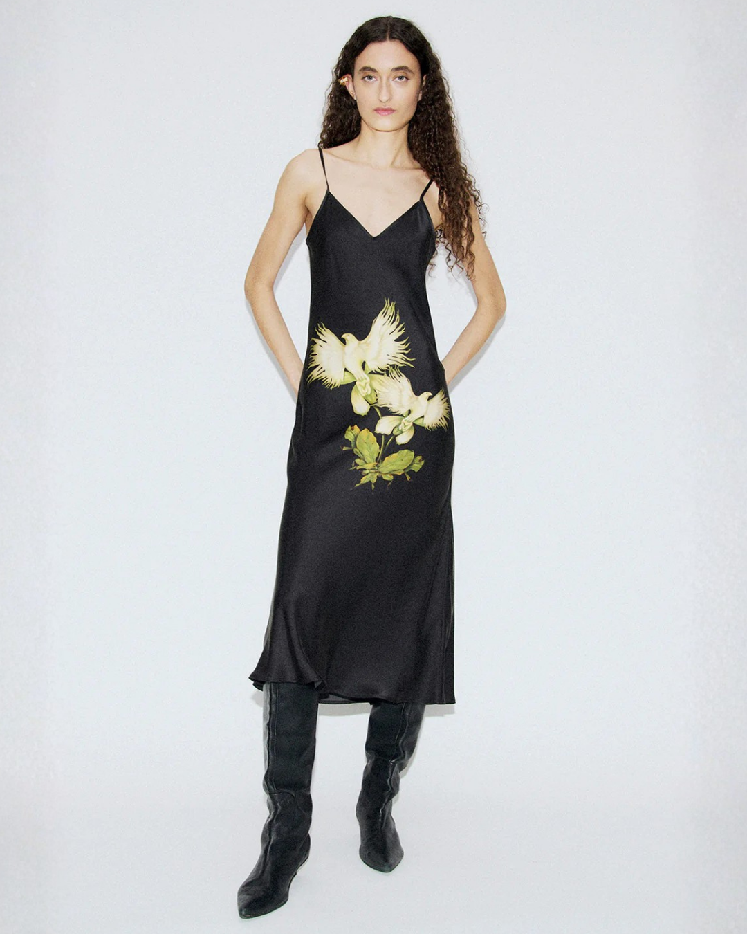 Silk Laundry 90S Slip Dress in Egret