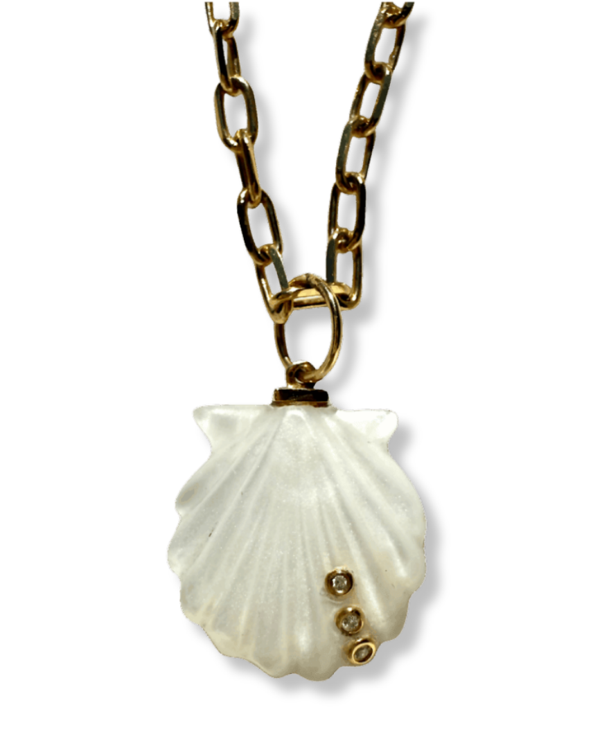 Pade Vavra Shell Charm with 14k Gold and Diamond