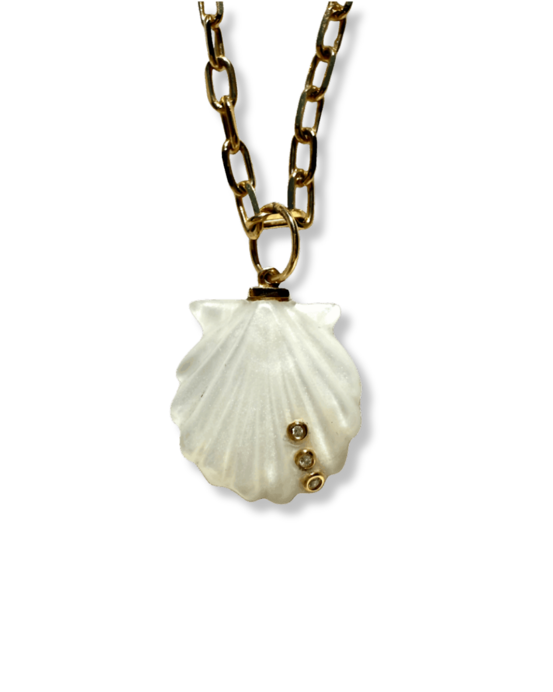 Pade Vavra Shell Charm with 14k Gold and Diamond