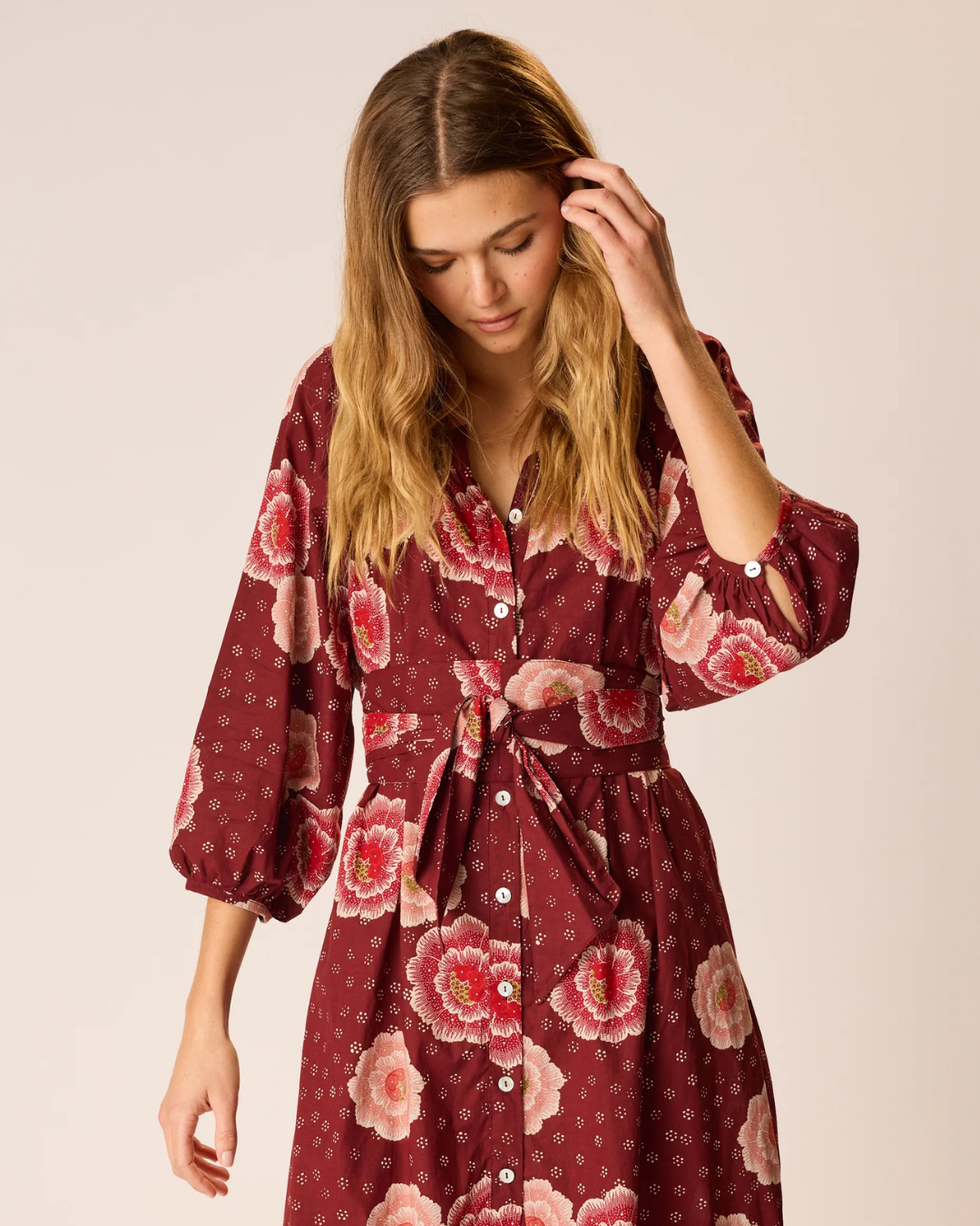 Natalie Martin Alex Midi Dress in Poppy Cherry
