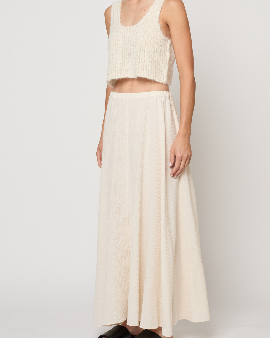 Atelier Delphine Gauze Pull On Cotton Skirt in Kinari