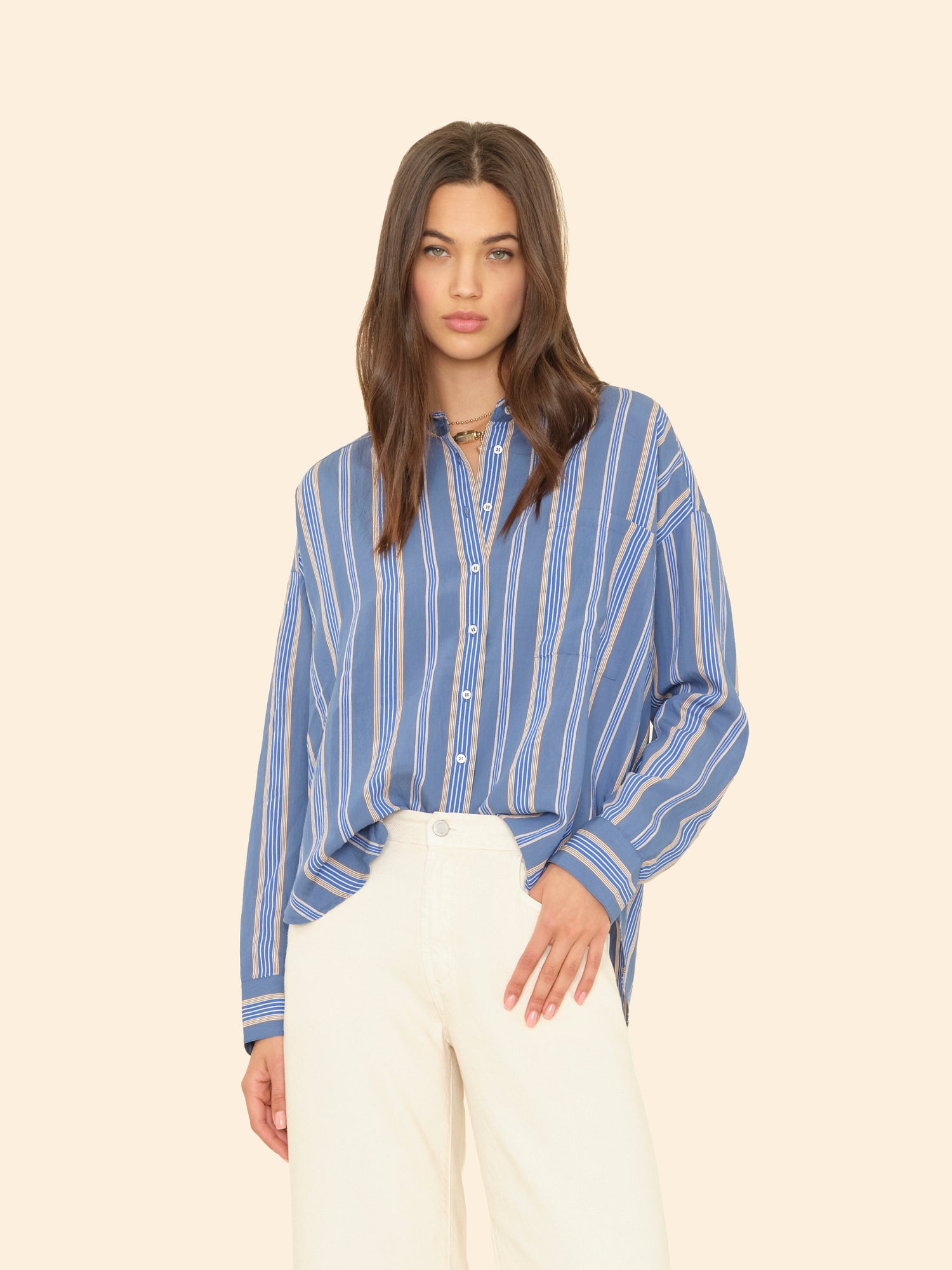 XiRENA Jordy Shirt in Navy Blue Stripe