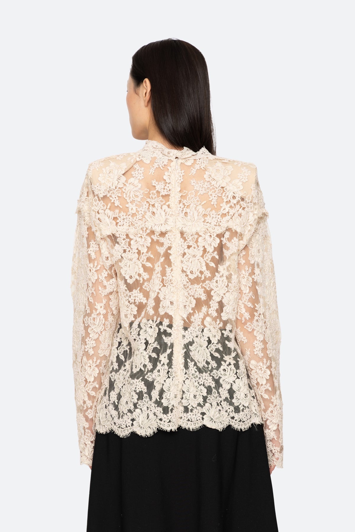 Sea New York Kirra Lace Tie-Neck Top in Cream