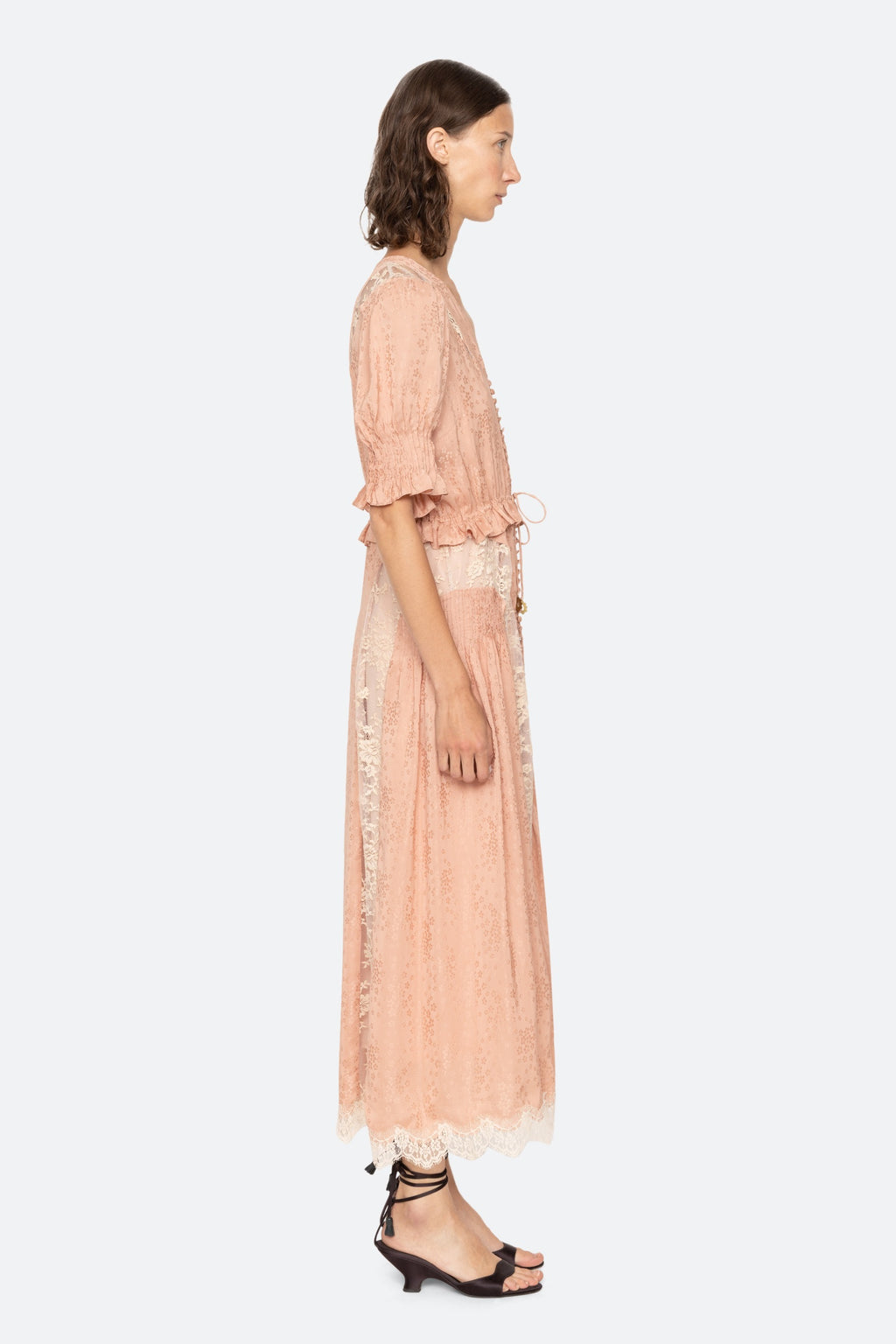 Sea New York Ethel Solid Puff Sleeve Midi Dress
