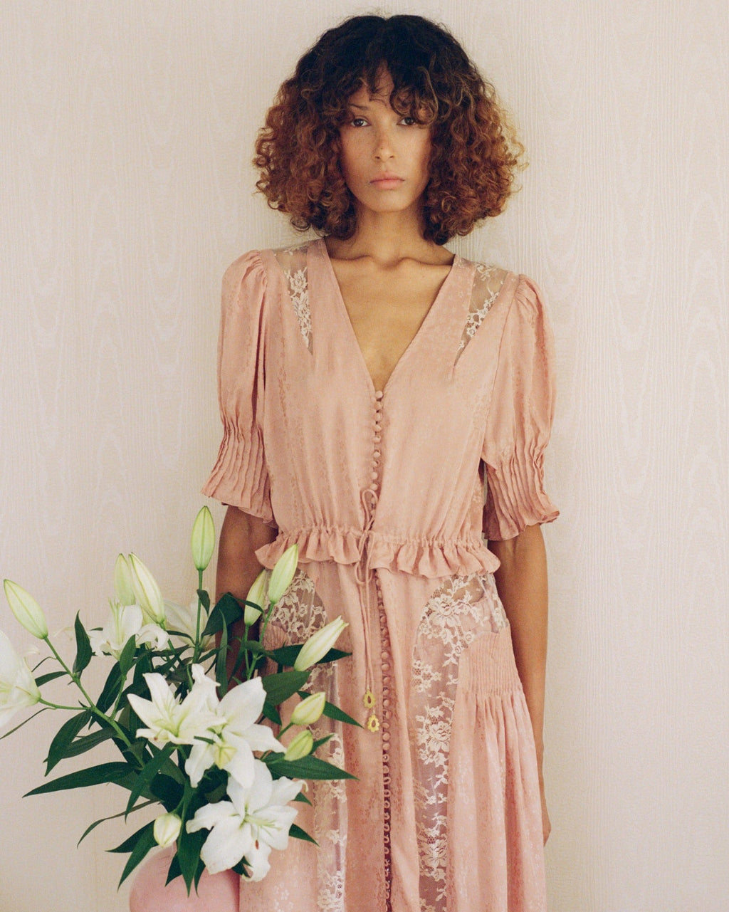 Sea New York Ethel Solid Puff Sleeve Midi Dress