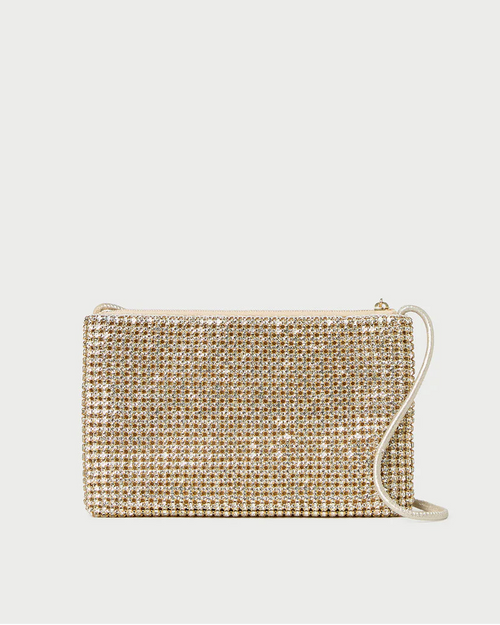 Loeffler Randall Yara Gold Diamanté Flat Clutch