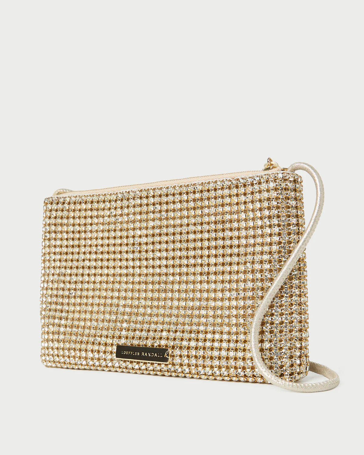 Loeffler Randall Yara Gold Diamanté Flat Clutch