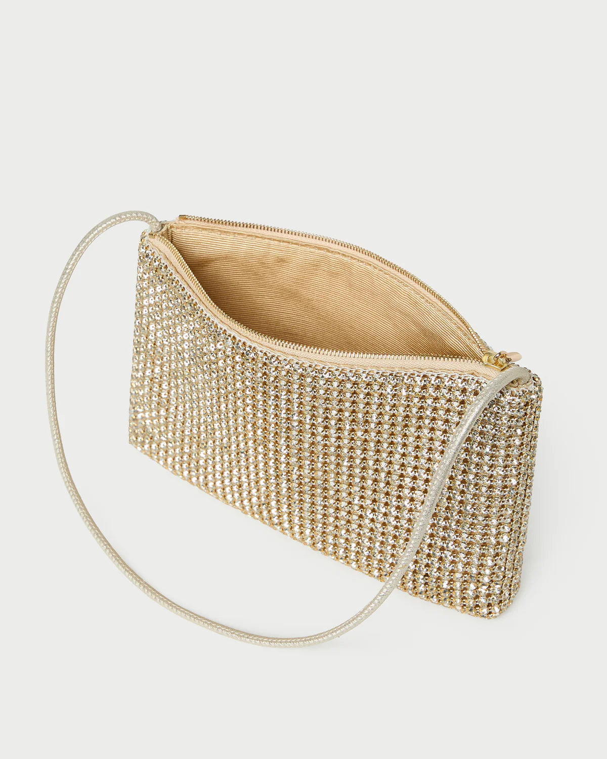 Loeffler Randall Yara Gold Diamanté Flat Clutch