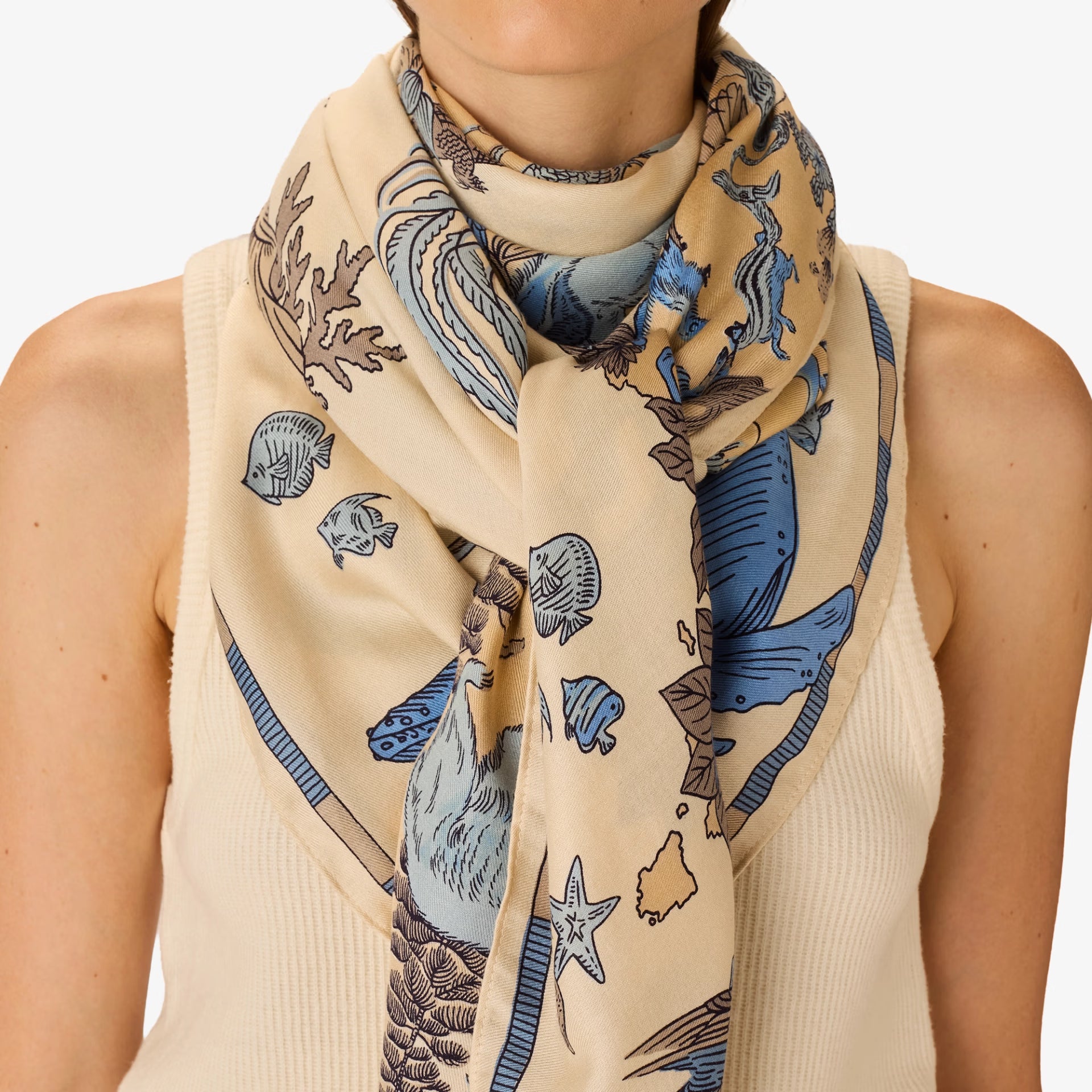 Inoui Editions Square Scarf Atlas in White