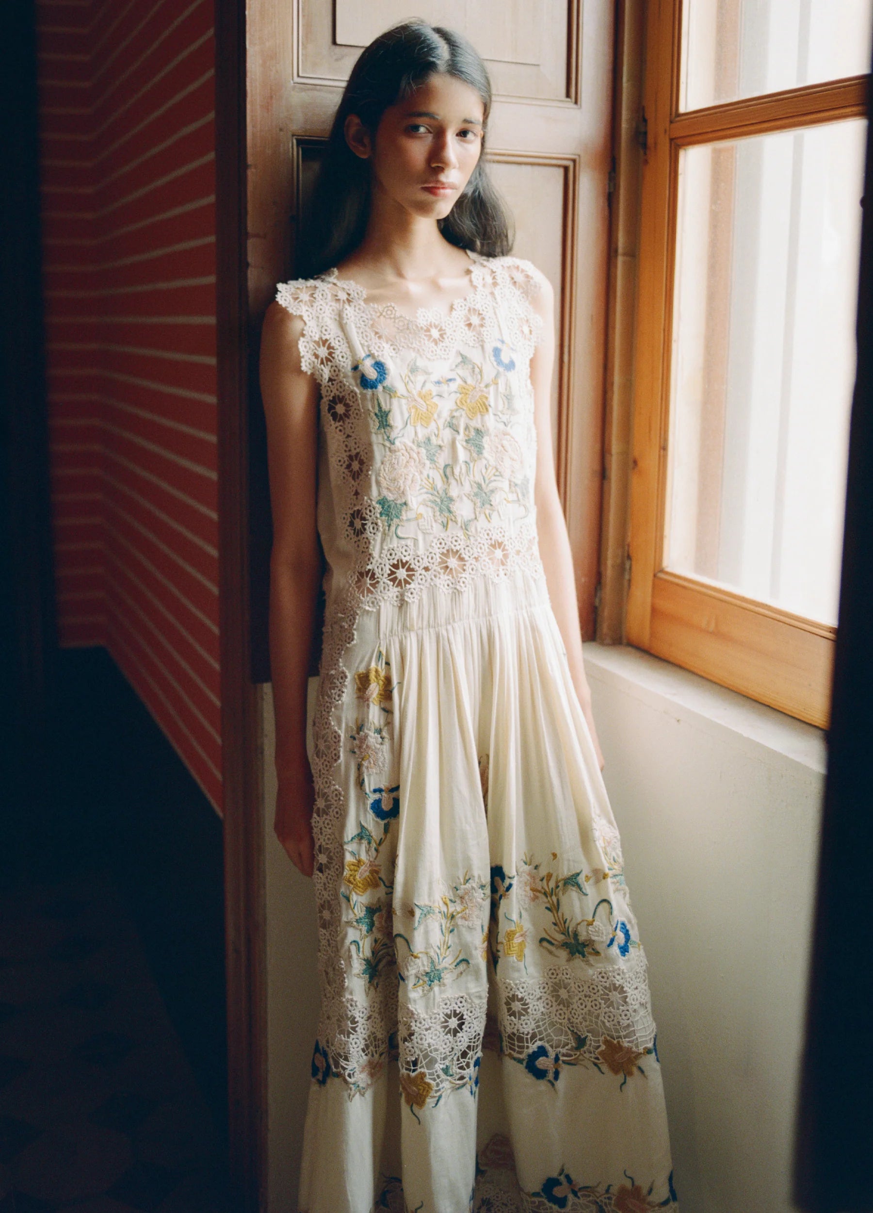 Sea New York Adonna Embroidered Midi Dress in Cream