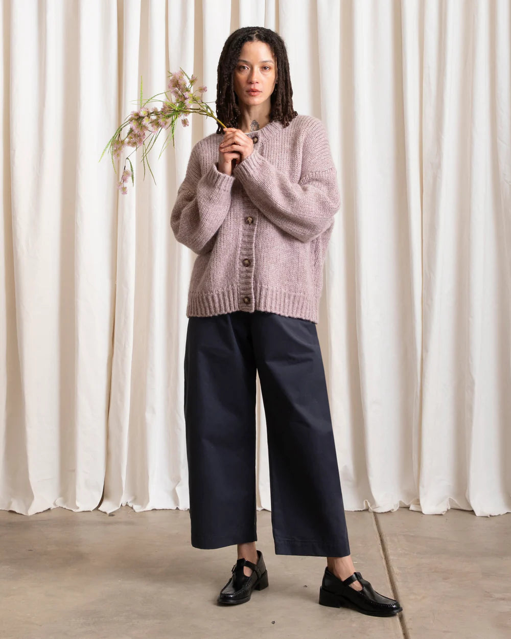 Ali Golden Merino Crew-Neck Cardigan