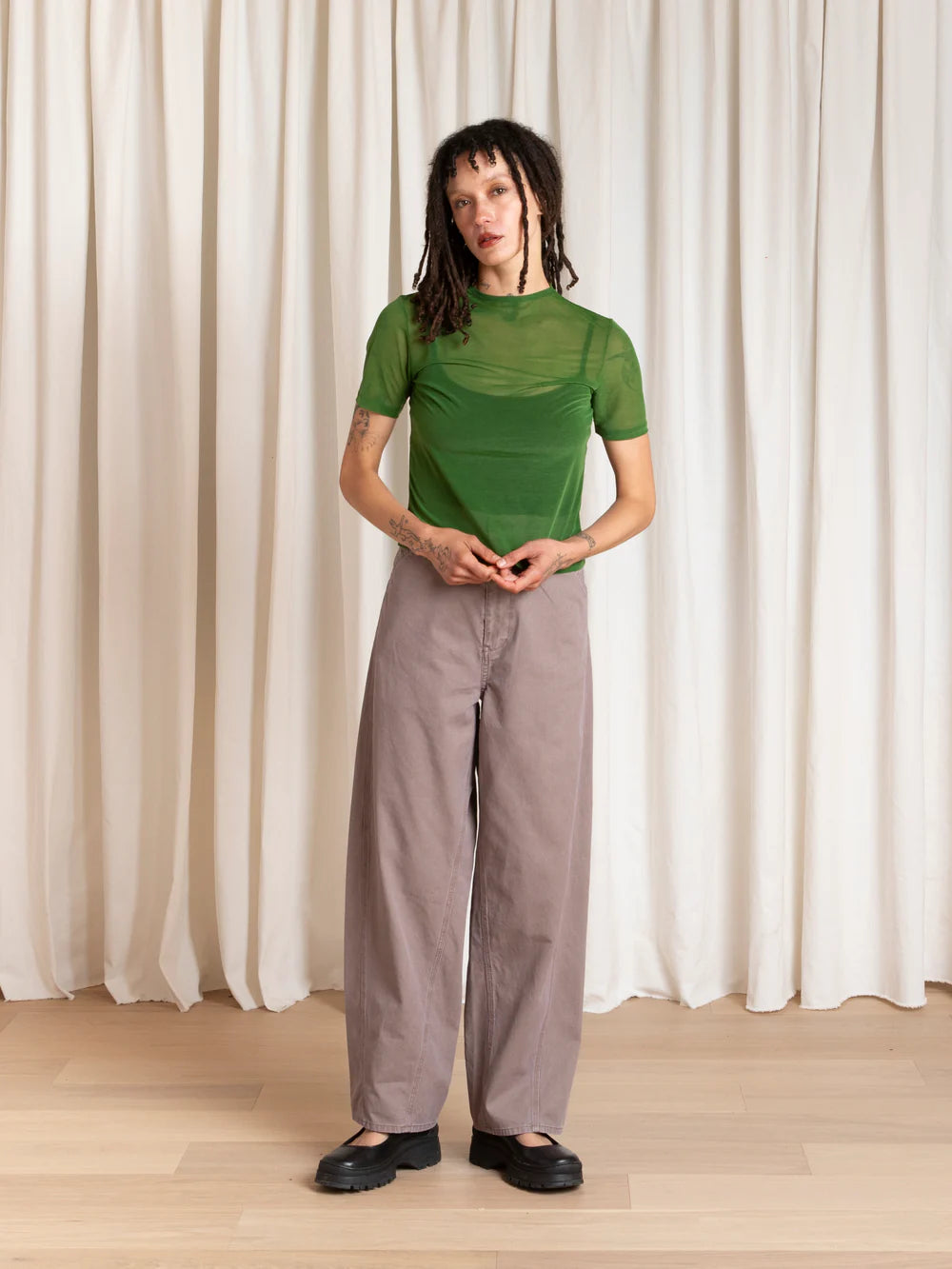 Ali Golden | New Mesh T-Shirt in Grass Green