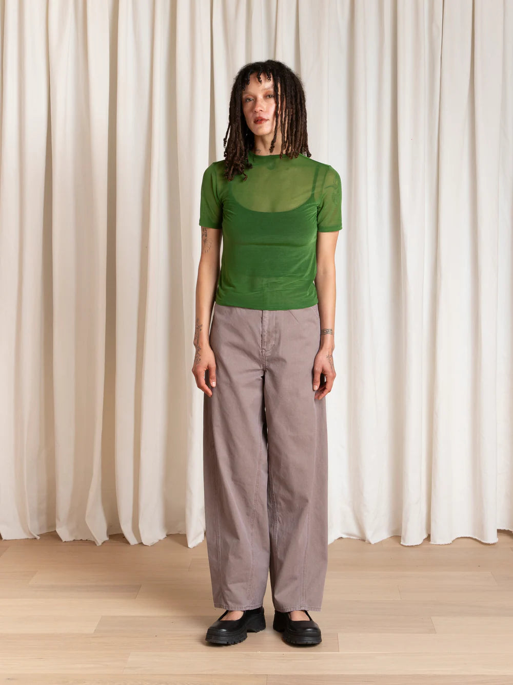Ali Golden | New Mesh T-Shirt in Grass Green