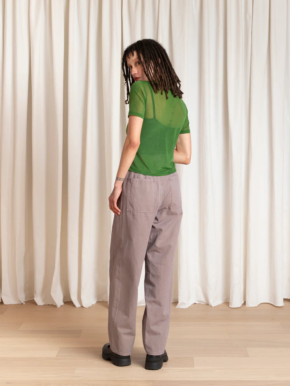 Ali Golden | New Mesh T-Shirt in Grass Green