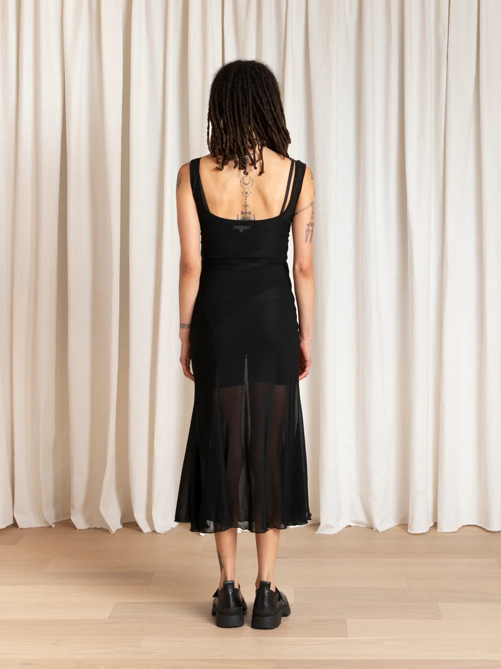 Ali Golden | Tank Dress with Asymmetrical Hem in Black