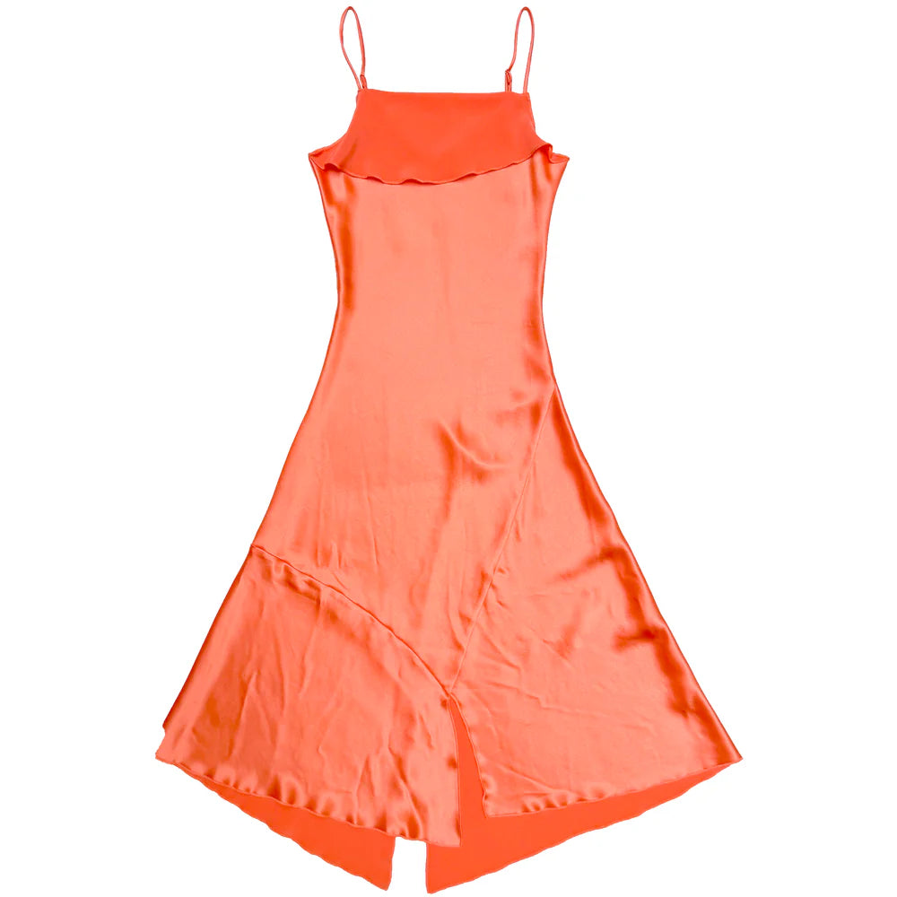 Ali Golden Asymmetrical Tank Dress in Neon Orange