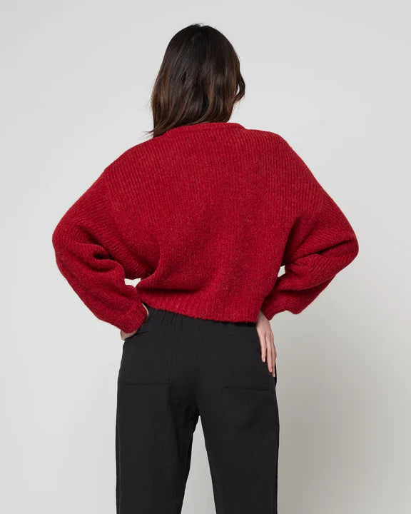 Atelier Delphine Balloon Sleeve Sweater in Burgundy