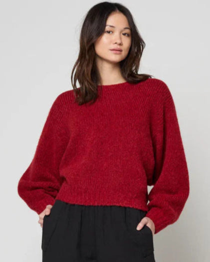 Atelier Delphine Balloon Sleeve Sweater in Burgundy