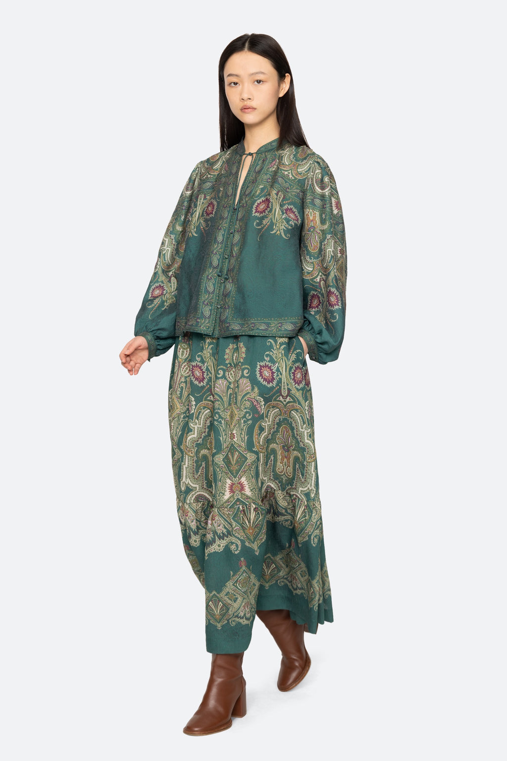 Sea New York Hyacinth Long-Sleeve Top in Green