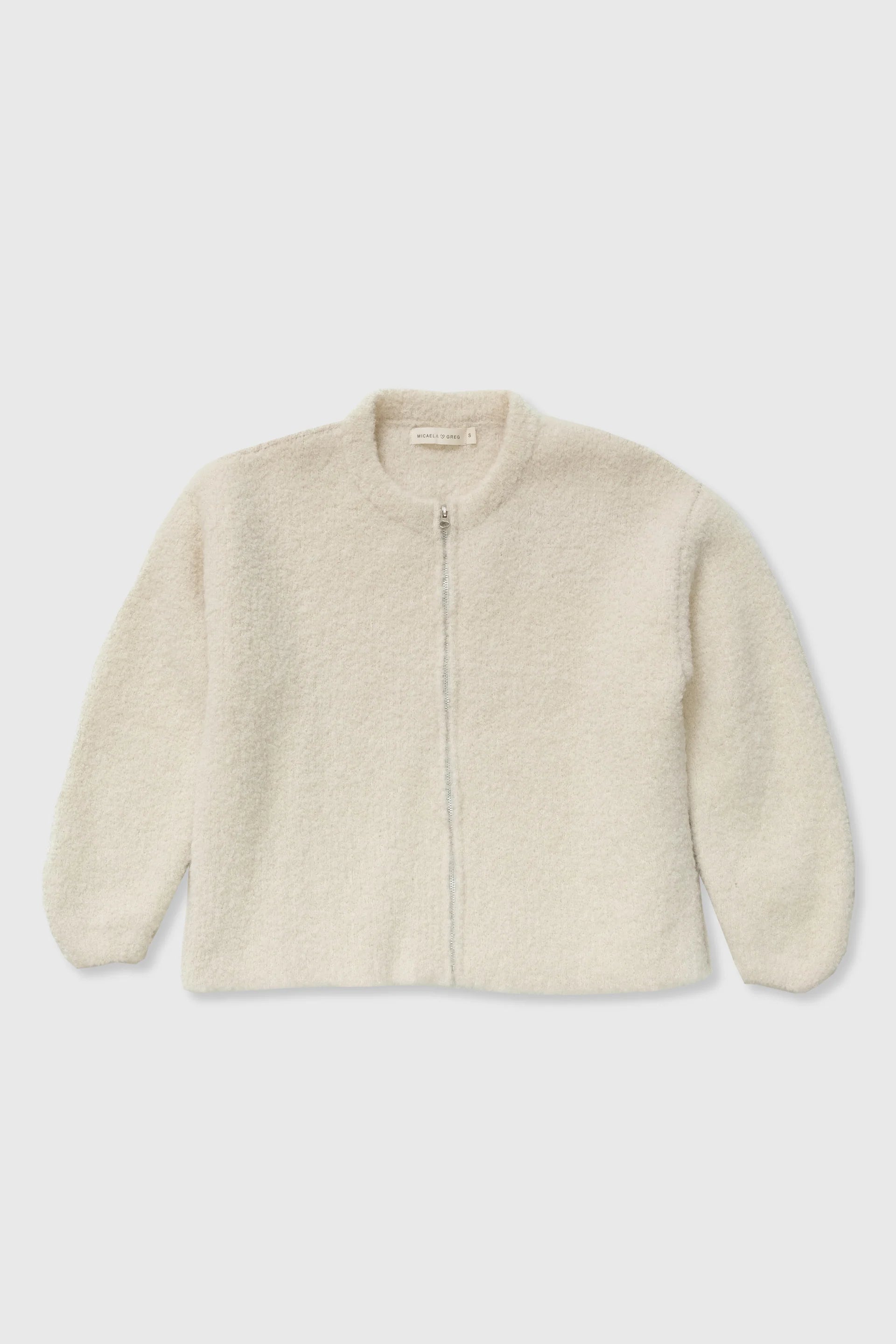 Micaela Greg Boucle Zip Cardigan in Cream