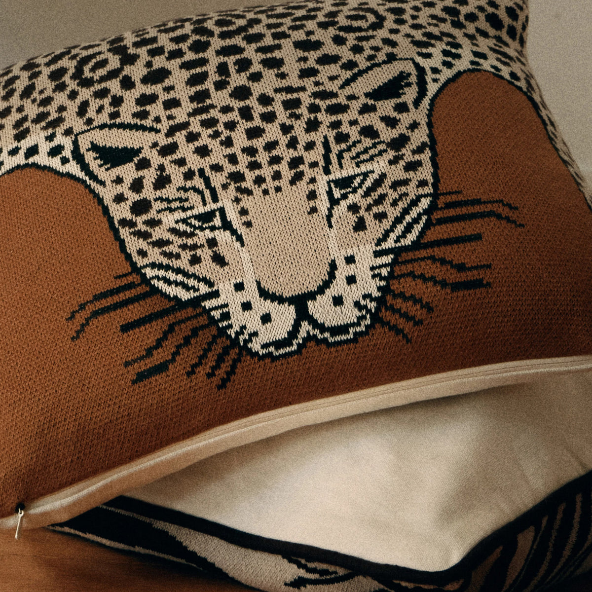 Inoui Editions Cushion Cover Leopard in Beige