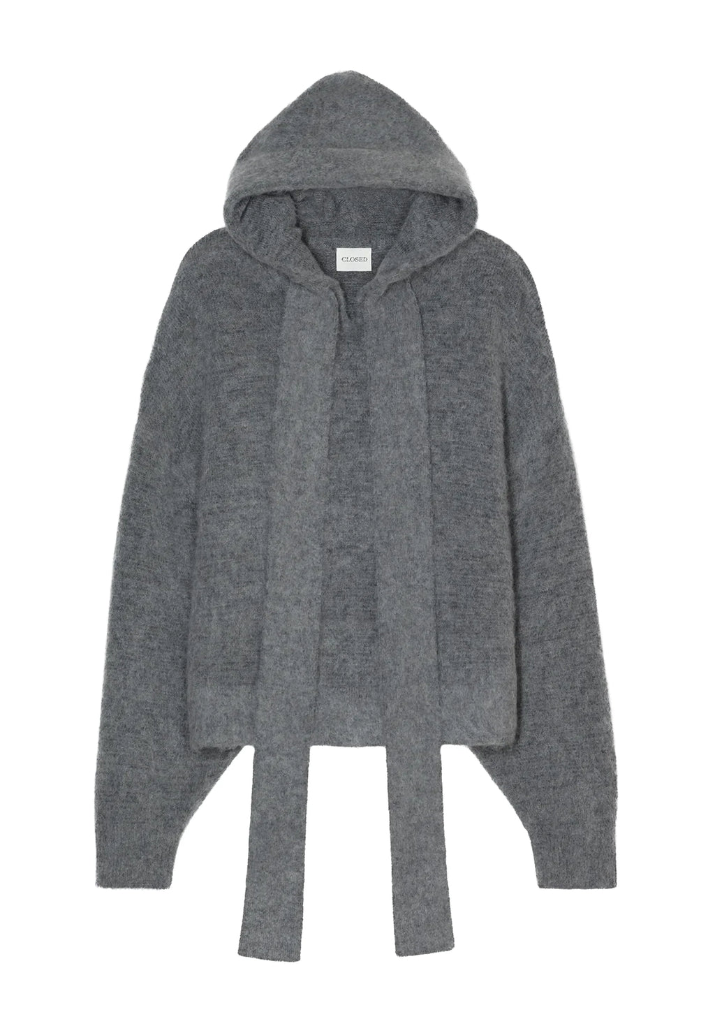 Closed Hoody with Bow Tie in Dark Grey Melange