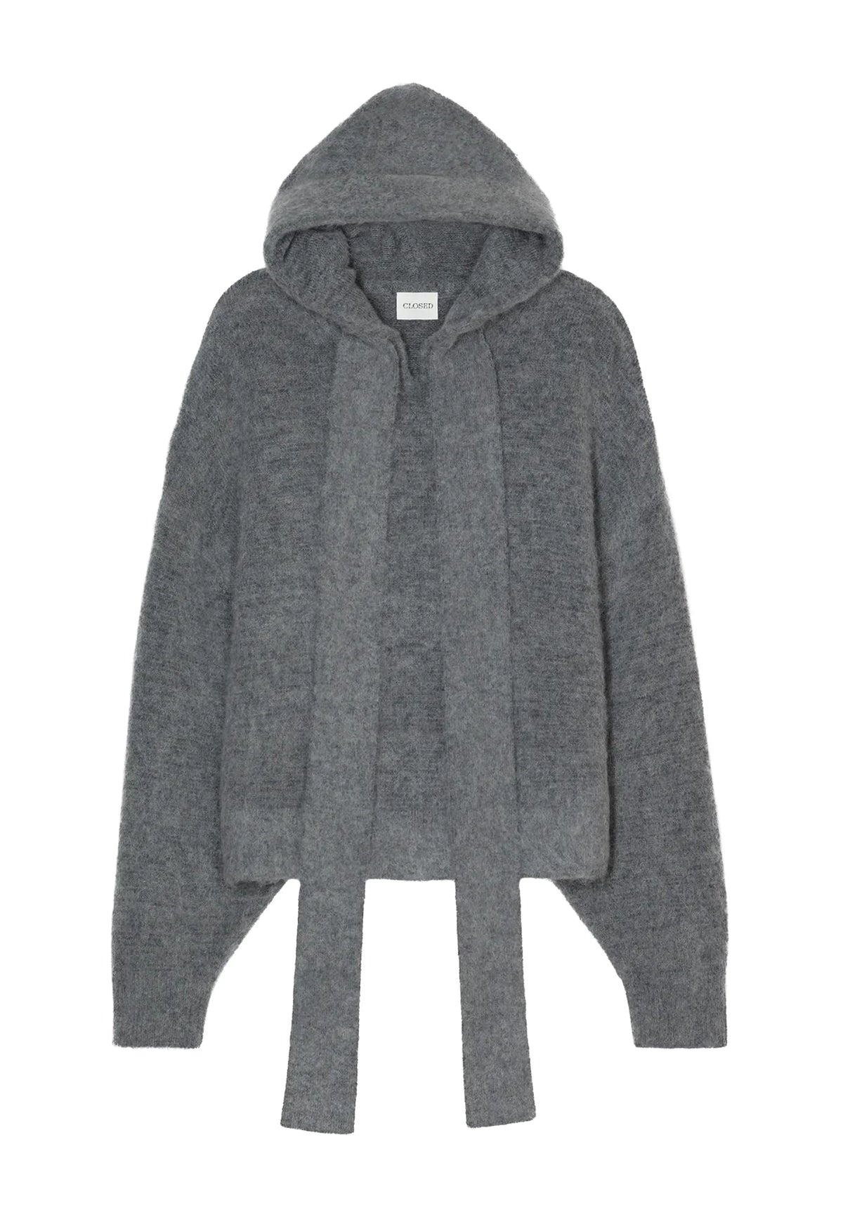 Closed Hoody with Bow Tie in Dark Grey Melange