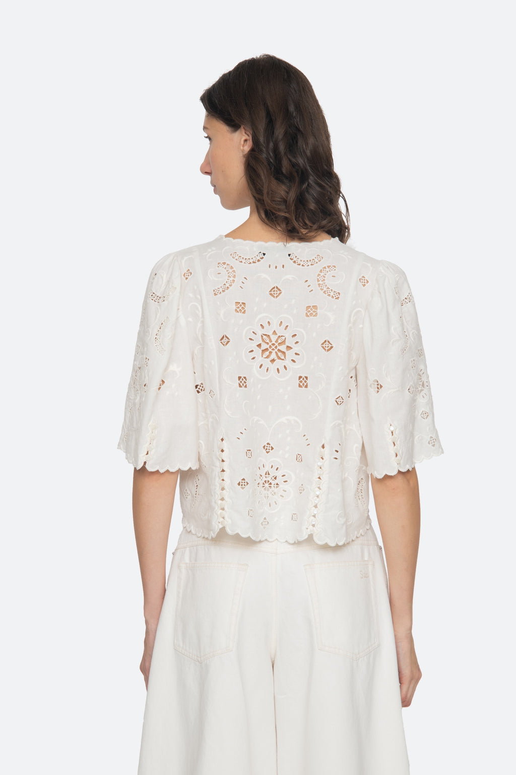 Sea New York Gardener Embroidery Top in White