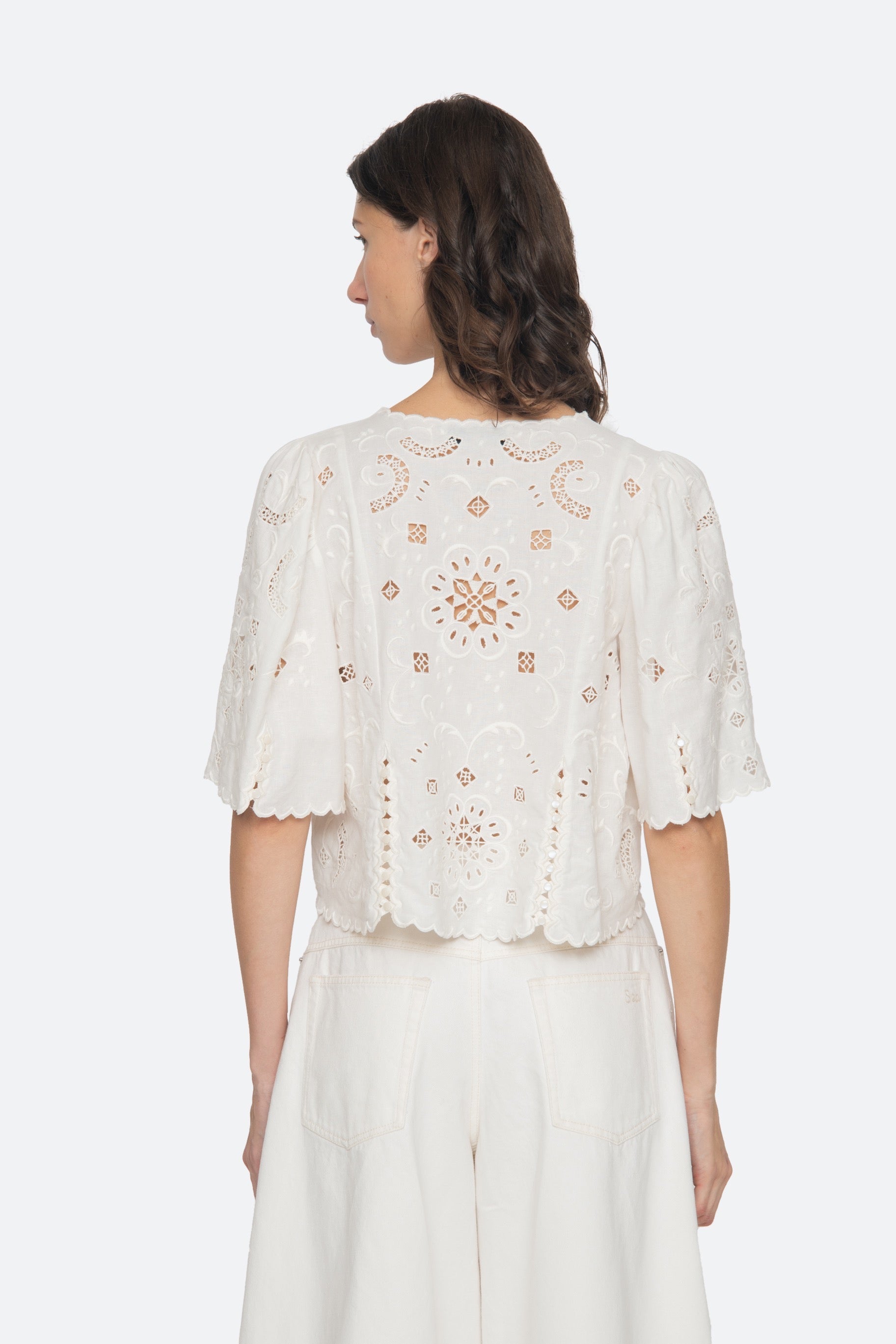 Sea New York Gardener Embroidery Top in White