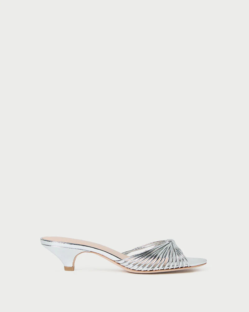 Loeffler Randall Dixie Kitten Heel Sandal in Silver Leather