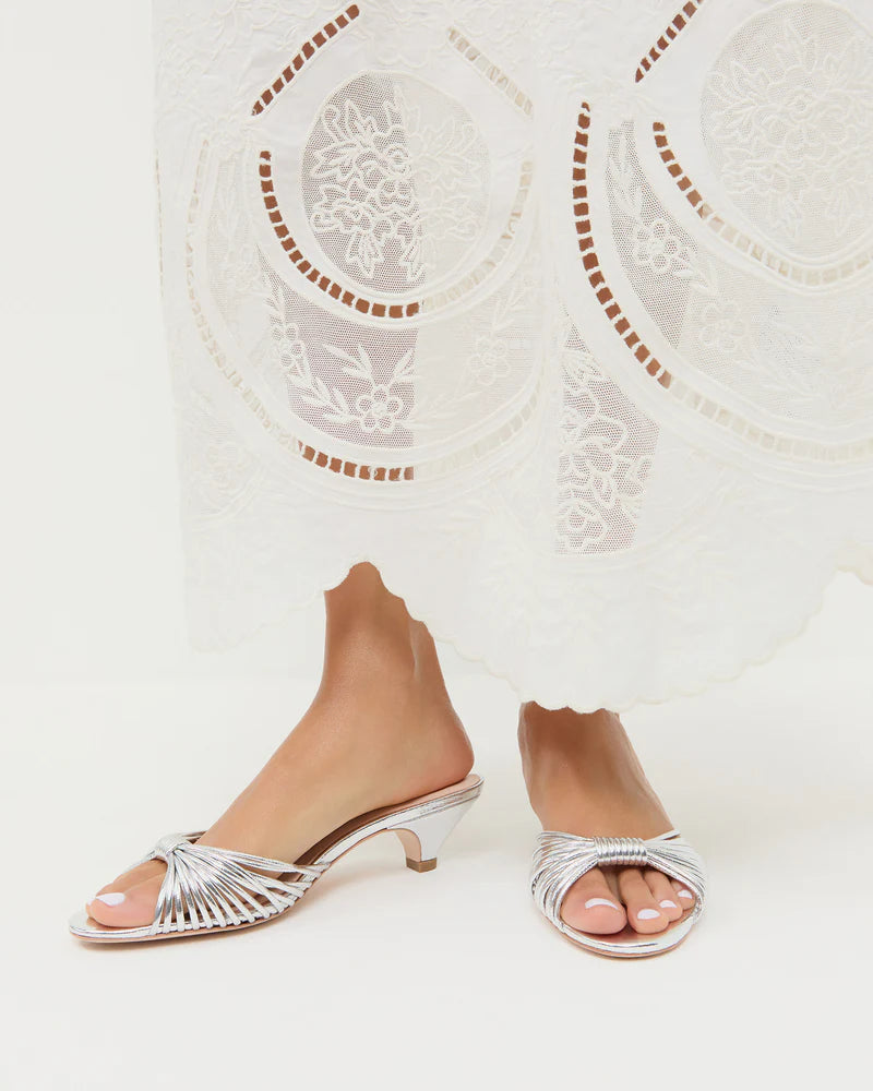 Loeffler Randall Dixie Kitten Heel Sandal in Silver Leather