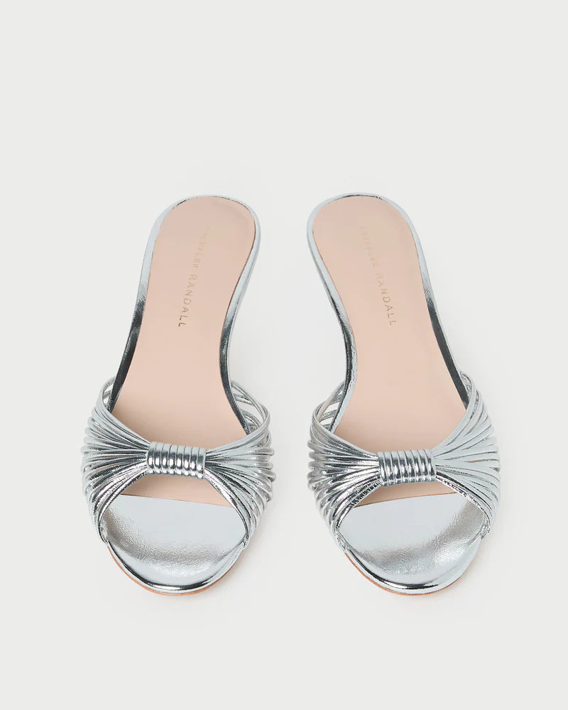 Loeffler Randall Dixie Kitten Heel Sandal in Silver Leather