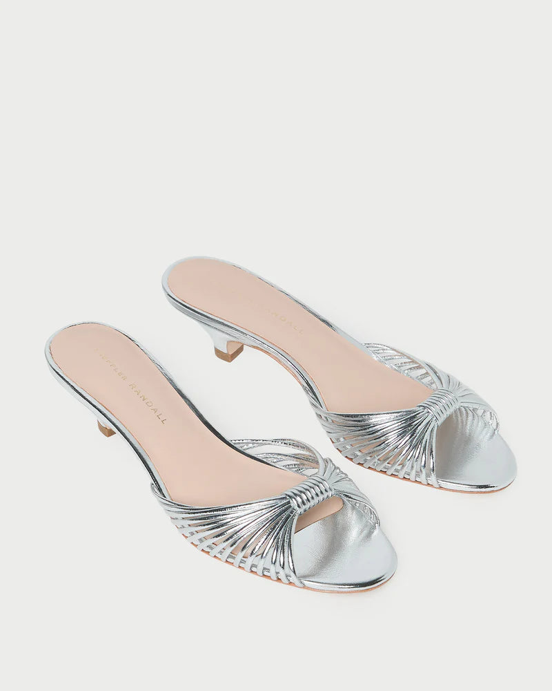 Loeffler Randall Dixie Kitten Heel Sandal in Silver Leather