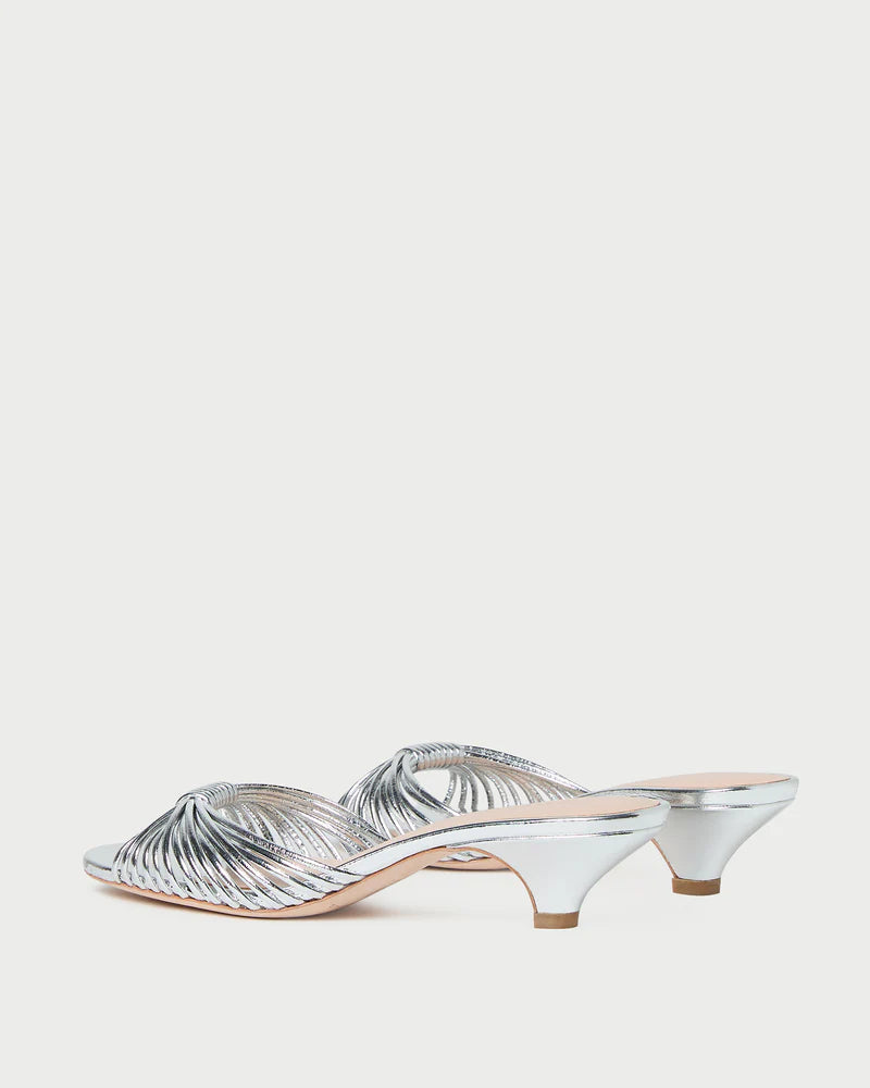 Loeffler Randall Dixie Kitten Heel Sandal in Silver Leather