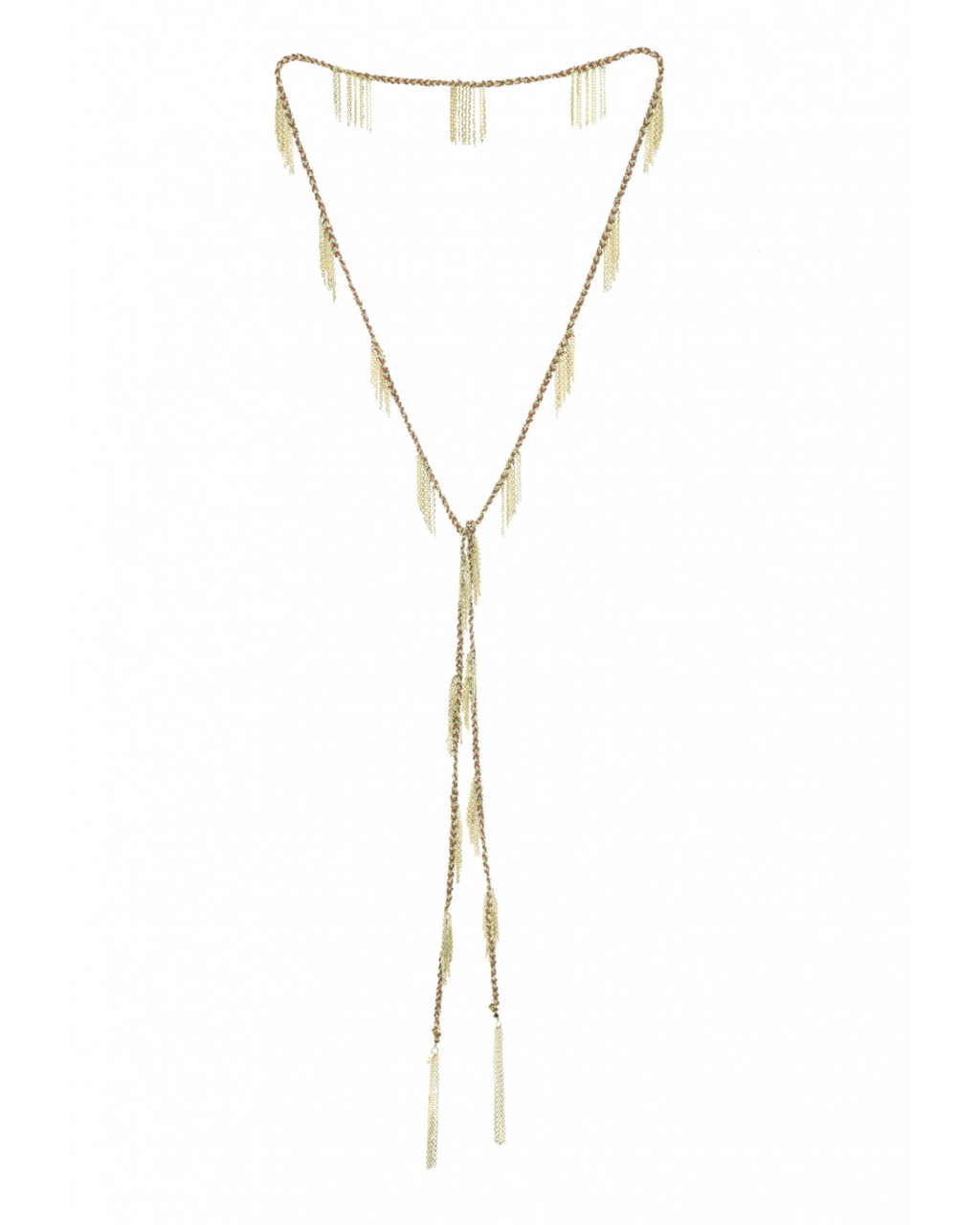Marie Laure Chamorel Lariat Necklace Gold Beige