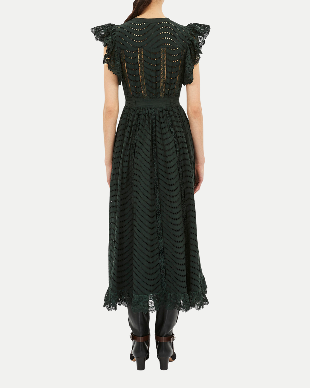 Black lace dress on a white background