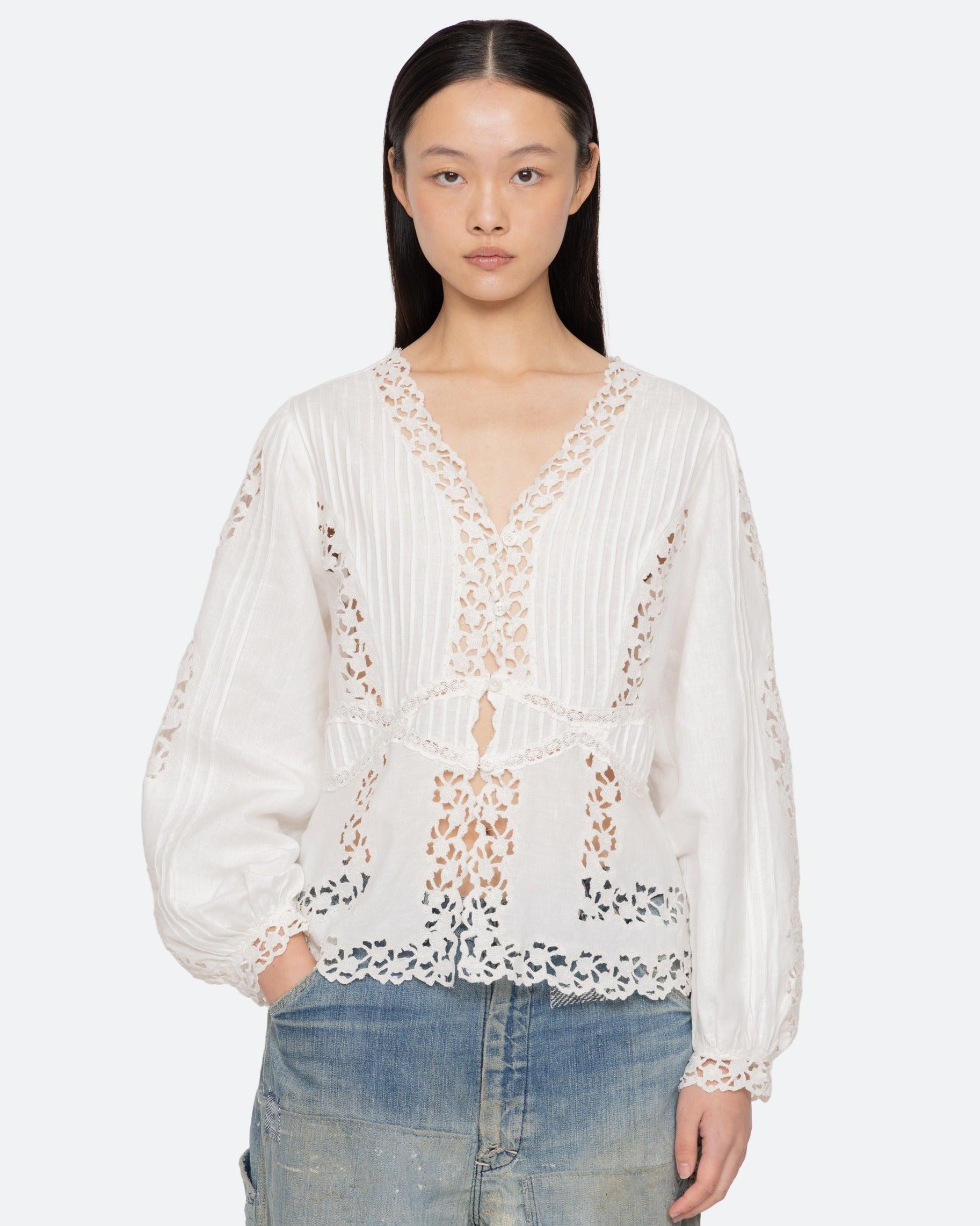 Sea New York Sofia Embroidery Long-Sleeve Blouse