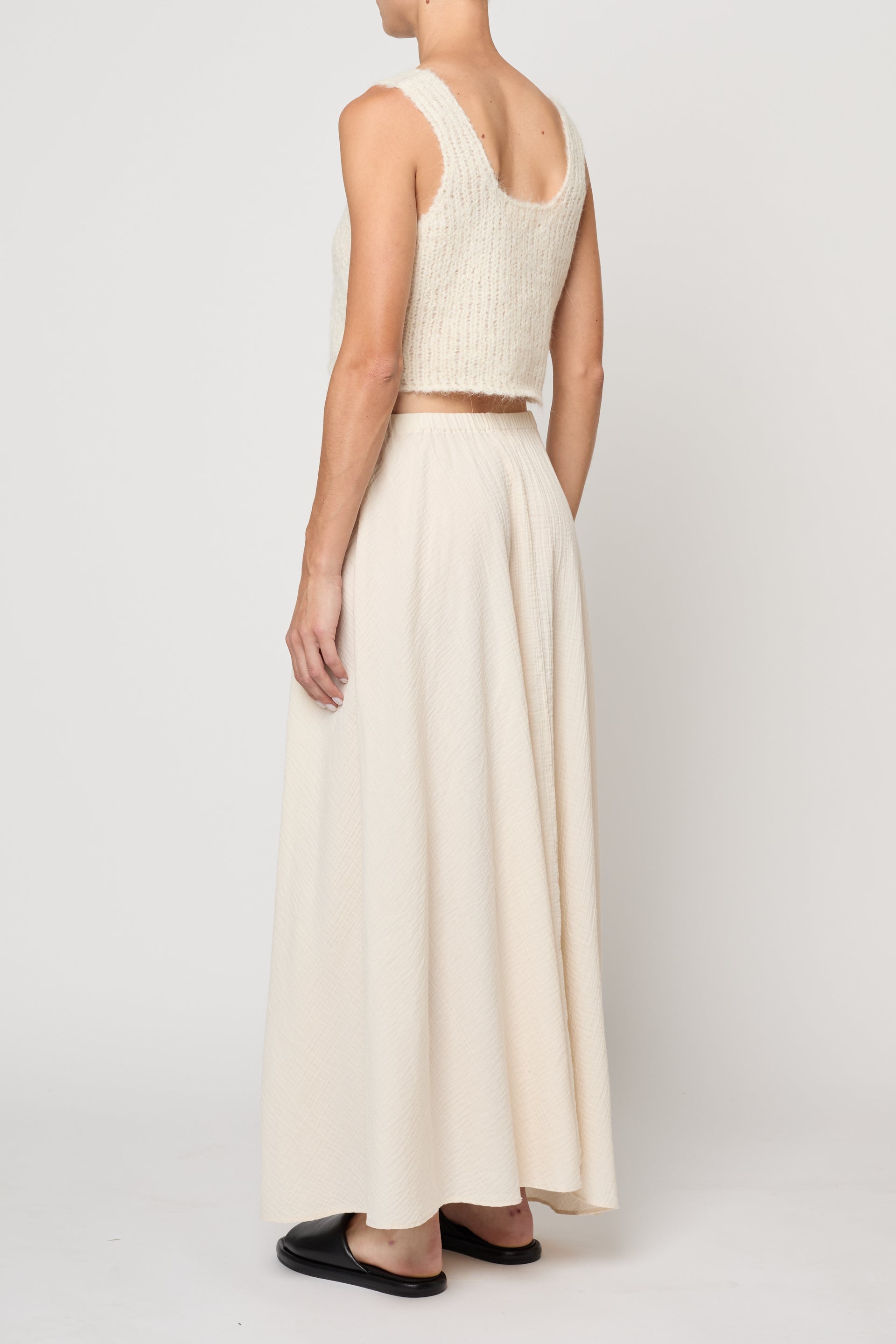 Atelier Delphine Gauze Pull On Cotton Skirt in Kinari