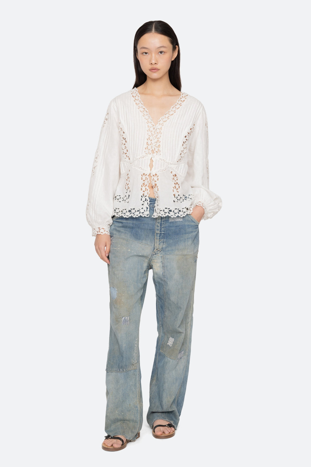 Sea New York Sofia Embroidery Long-Sleeve Blouse