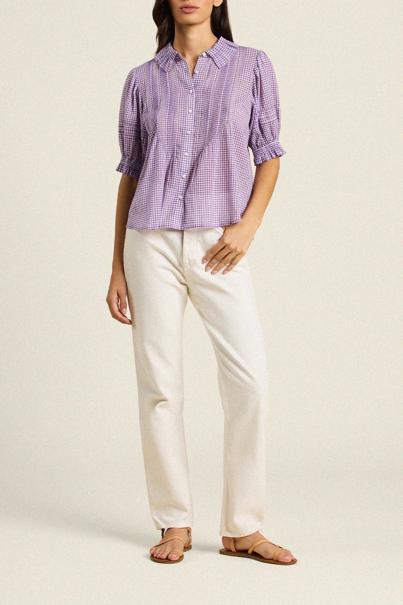 Trovata Jess Blouse in Lilac Gingham